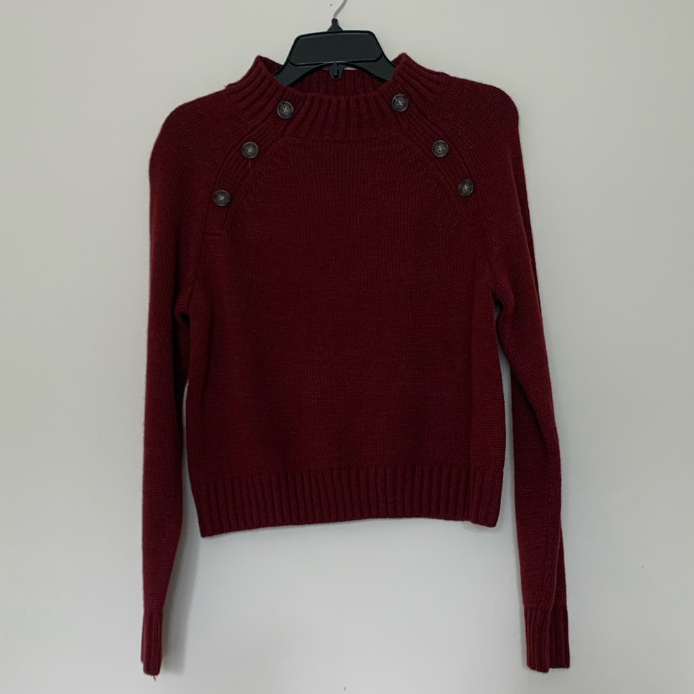 Copper Key Women’s Maroon Button Mock Neck Knit Sweater